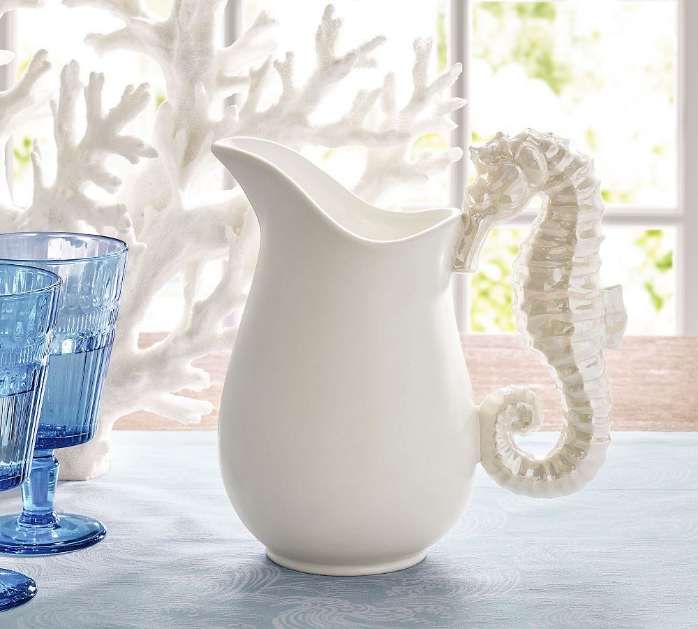 Pearlescent Seahorse Stoneware Pitcher