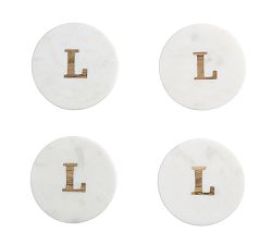 Open Box: Alphabet Marble &amp; Wood Coasters, Set of 4 - L