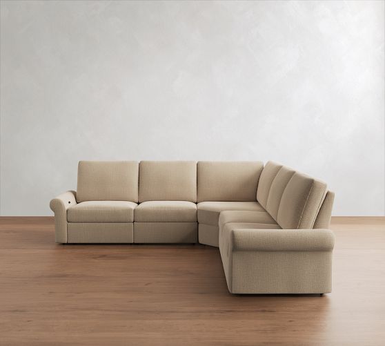 PB Comfort Modern Roll Arm Power Reclining L-Shaped Sectional (123") by Pottery Barn