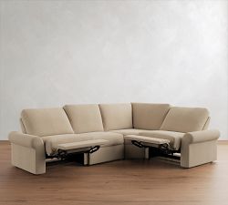 PB Comfort Modern Roll Arm Power Reclining Reversible Wedge Sectional (123")