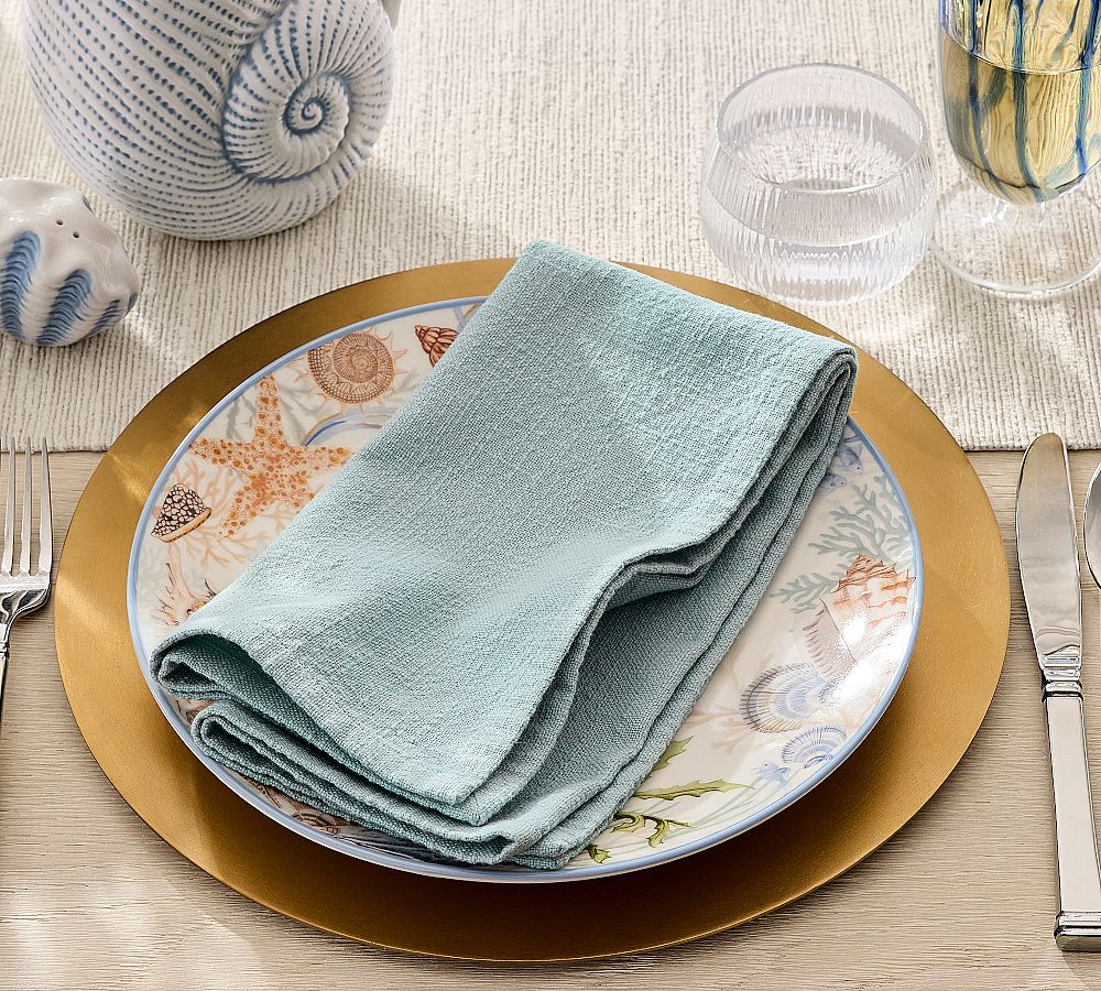 Organic Cotton Casual Napkins (Aqua Blue)- Set of 4