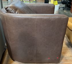 Open Box: Ayden Barrel Arm Leather Swivel Chair (32") - Gravel Chocolate