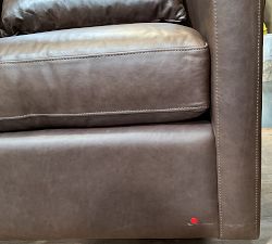 Open Box: Ayden Barrel Arm Leather Swivel Chair (32") - Gravel Chocolate