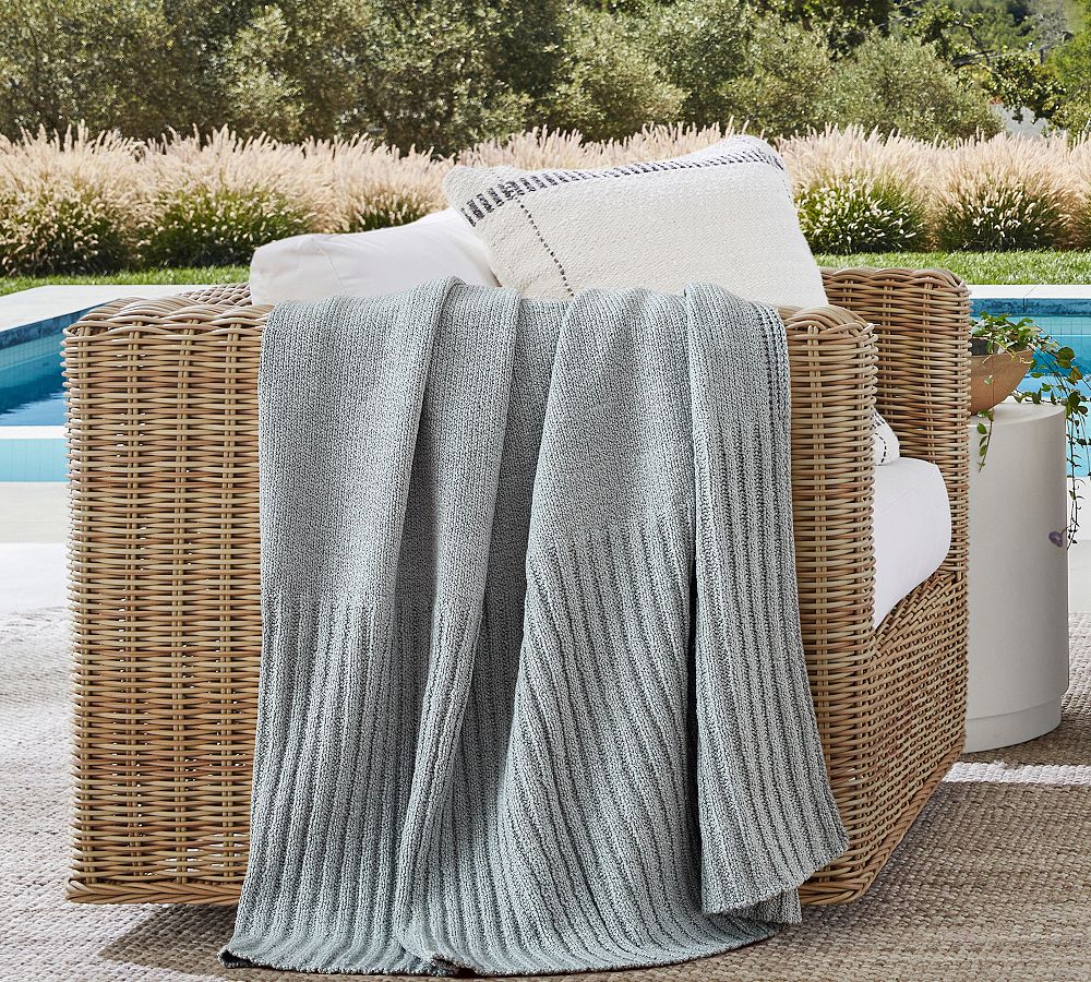 Bold Bordered Outdoor Throw - Chambray, 50" x 60"