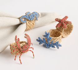 Beaded Summer Icon Napkin Rings - Mixed Set of 4