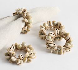 Mini Cowrie Shell Napkin Rings - Set of 4