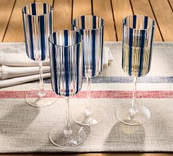 Montauk Stripe Outdoor Champagne Flutes - Set of 4