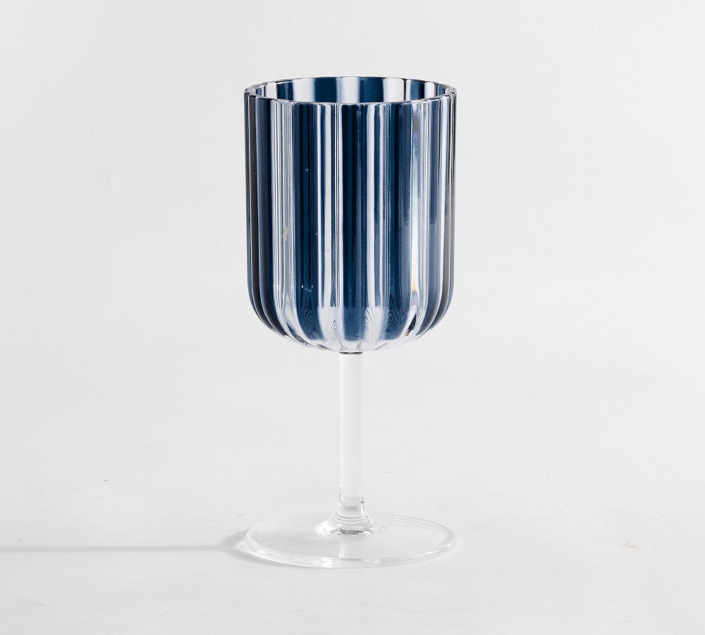 Montauk Stripe Outdoor Goblets - Set of 4 - Navy Blue - Set of 4