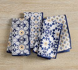 Mosaic Organic Cotton Napkins - Mixed Set of 4