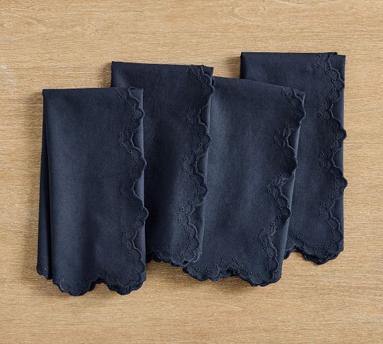 Eyelet Border Cotton Napkins - Set of 4