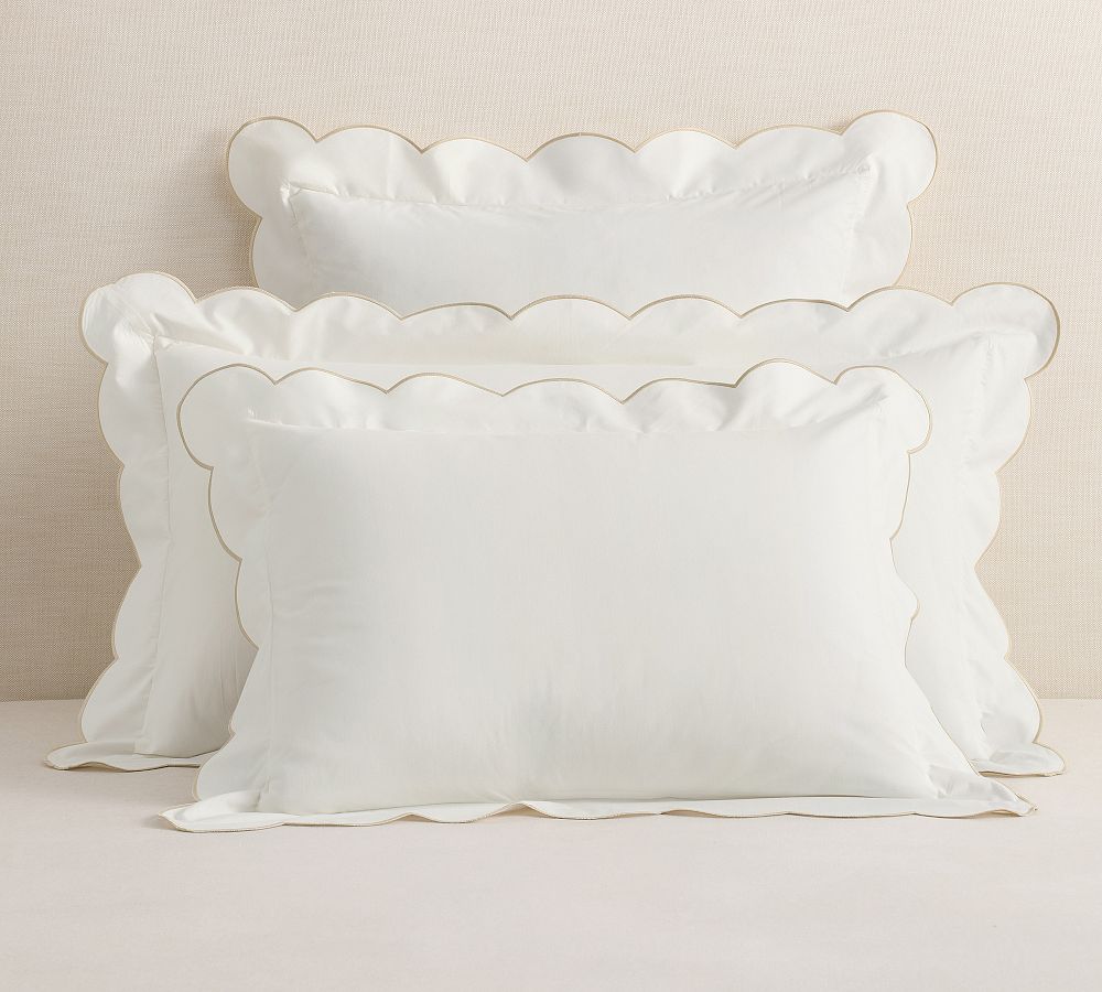 Scalloped Embroidered Percale Sham by Pottery Barn