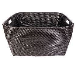 Open Box: Tava Handwoven Rattan Basket with Hoop Handles, Medium (25"W x 14"H) - Espresso