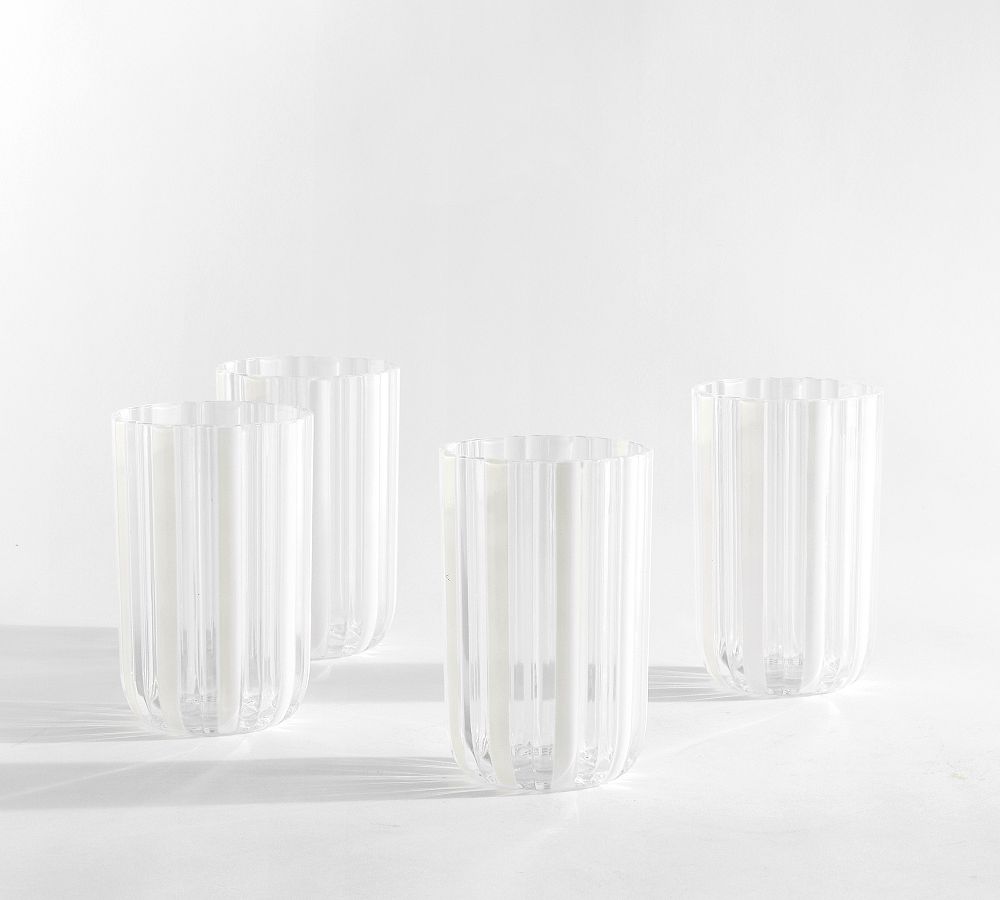 Montauk Stripe Outdoor Tumblers - Set of 4 - White - Set of 4