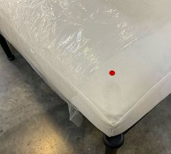 Open Box: Ellis Metal Outdoor Left-Arm Loveseat with High Performance Cushion Cover - White Canvas, Forged Iron