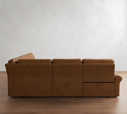 PB Comfort Modern Roll Arm Leather Power Reclining L-Shaped Sectional (123")