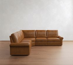 PB Comfort Modern Roll Arm Leather Power Reclining L-Shaped Sectional (123")