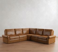 PB Comfort Modern Roll Arm Leather Power Reclining L-Shaped Sectional (123")