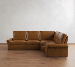 PB Comfort Modern Roll Arm Leather Power Reclining Reversible Wedge Sectional (123")