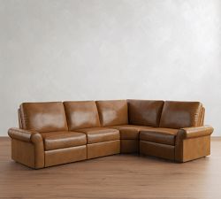 PB Comfort Modern Roll Arm Leather Power Reclining Reversible Wedge Sectional (123")