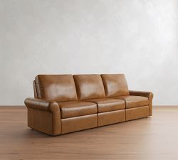 PB Comfort Modern Roll Arm Leather Power Reclining Sofa (85"&ndash;118")
