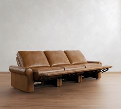 PB Comfort Modern Roll Arm Leather Power Reclining Sofa (85"&ndash;118")