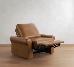 PB Comfort Modern Roll Arm Leather Recliner