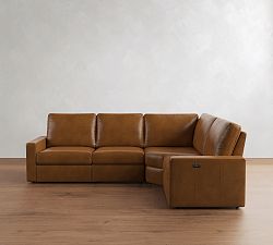 PB Comfort Modern Square Arm Leather Power Reclining Reversible Wedge Sectional (120")