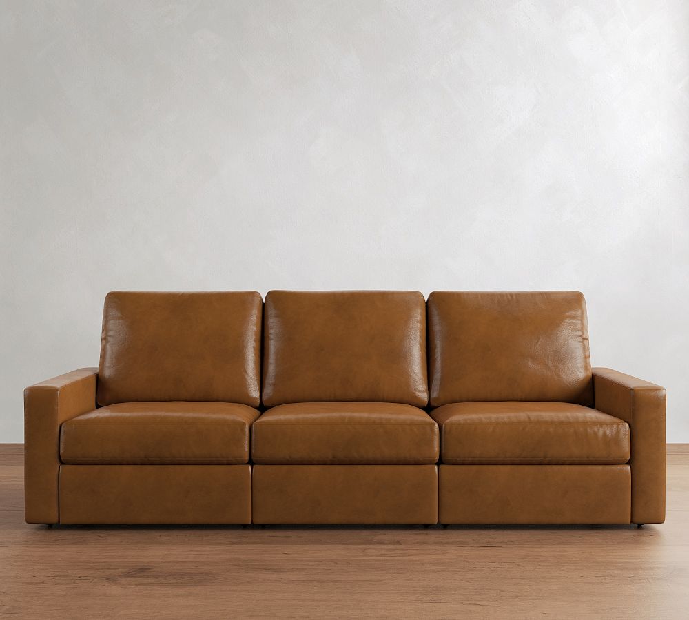 PB Comfort Modern Square Arm Leather Power Reclining Sofa (79"-112") by Pottery Barn