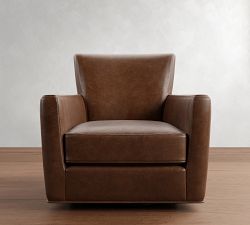 Irving Square Arm Leather Swivel Chair