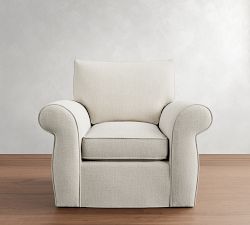 Pearce Roll Arm Slipcovered Swivel Chair
