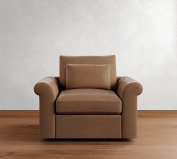 Westwood Roll Arm Deep Seat Leather Swivel Chair