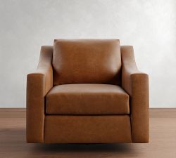York Slope Arm Leather Swivel Chair