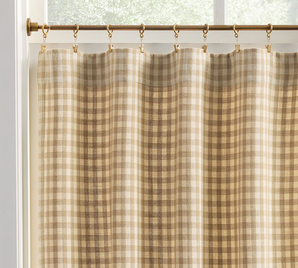 Blaine Check Café Curtain - Camel, 34" W x 40" L