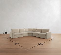 Westwood Square Arm Slipcovered 3-Piece L-Shaped Wedge Sectional (128")