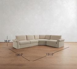 Westwood Roll Arm Slipcovered 3-Piece Wedge Sectional (131")