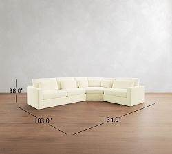 Westwood Square Arm Deep Seat Slipcovered 3-Piece Wedge Sectional (133")