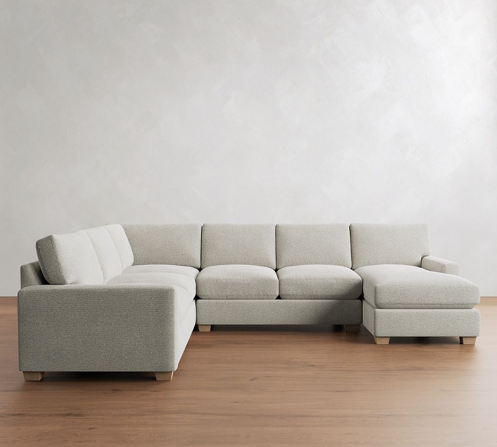 PB Comfort Modern Square Arm L-Shaped Chaise Sectional (134") by Pottery Barn