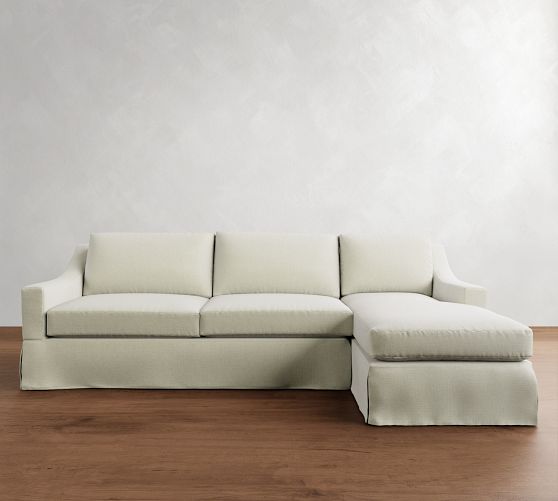 York Slope Arm Slipcovered Chaise Sectional (84"&ndash;114")