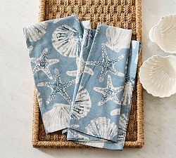 Shell &amp; Starfish Organic Cotton Tea Towels  - Set of 2