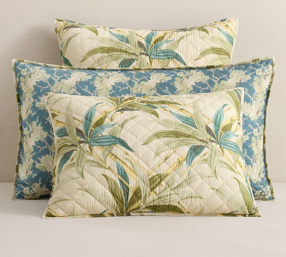 Coastline Palm Reversible Quilted Sham by Pottery Barn