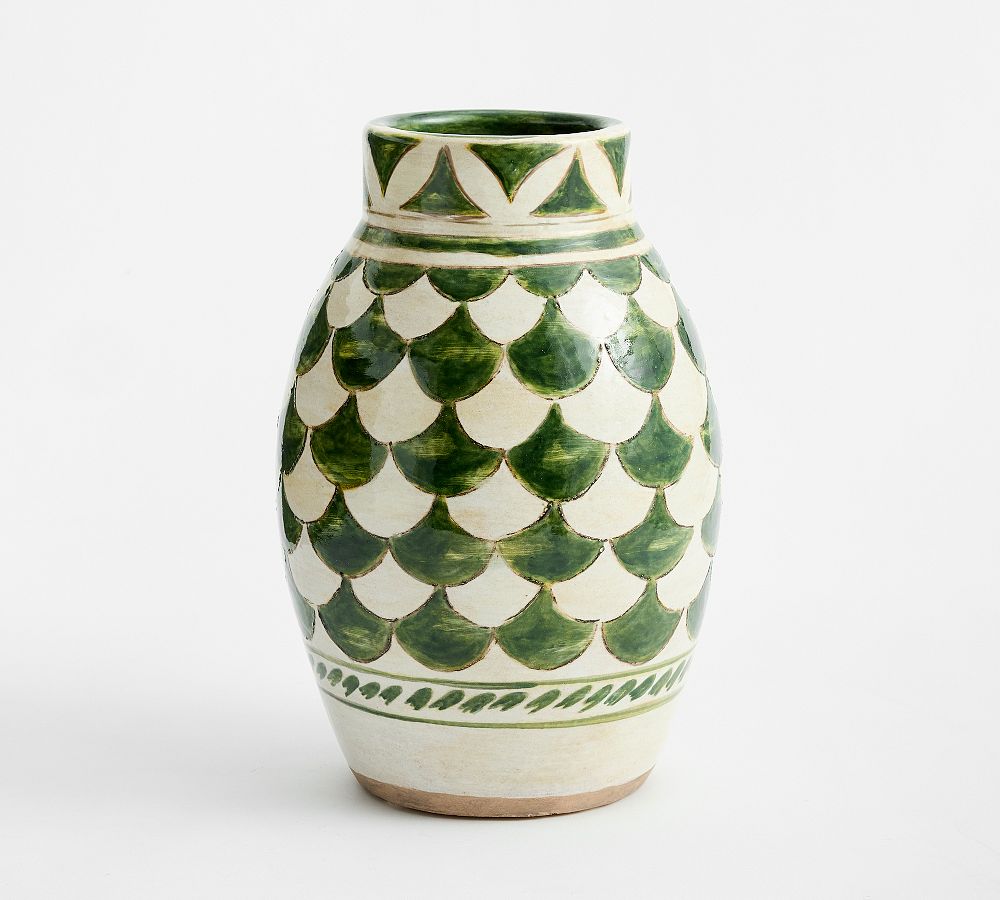 Tall Printed Vase - Green