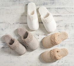 Teddy Faux Fur Trim Slippers