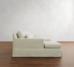 York Square Arm Deep Seat Slipcovered Double Chaise Sectional (107"&ndash;127")