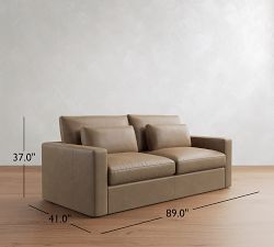 Westwood Square Arm Deep Seat Leather Sleeper Sofa (58"&ndash;89")