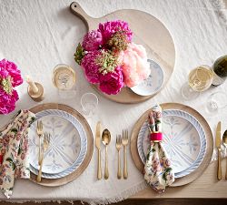 Chambray Tile Outdoor Melamine Dinner Plates - Set of 4