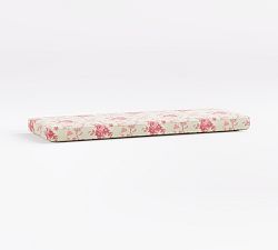 Cushion Cover Only: Indio Outdoor Coastal Dining Bench; High Performance Pattern, LoveShackFancy Floral Pink