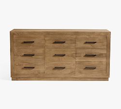 Open Box: Oakleigh 9-Drawer Wide Dresser, Modern Hardware - Heirloom Wheat