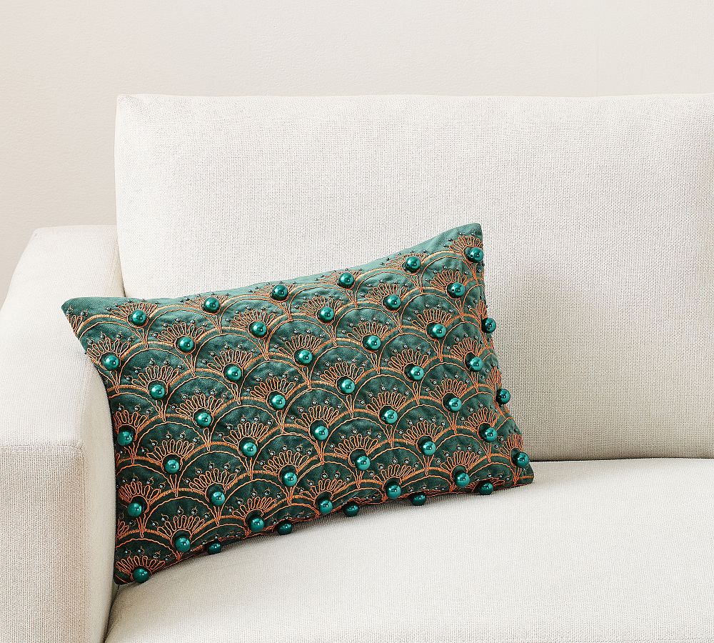 Elphaba Beaded Embellished Decorative Lumbar Pillow Cover by Pottery Barn