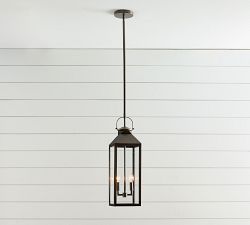 Roman Outdoor Rectangular Recycled Glass Pendant (14")