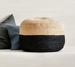 Handwoven Natural Fiber Round Pouf